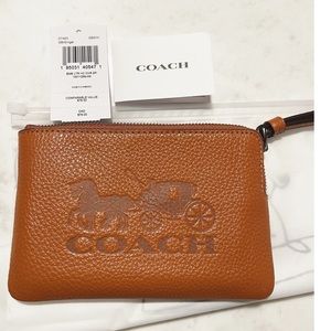 Coach zip wristlet with horse and carriage